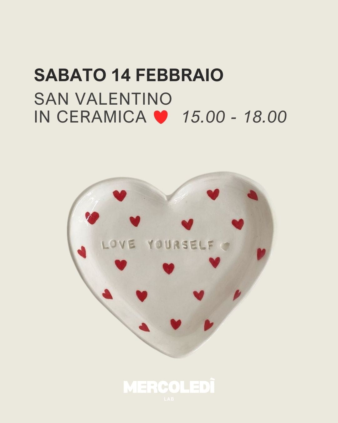 San Valentino in ceramica | SABATO 14 FEBBRAIO 15.00 – 18.00